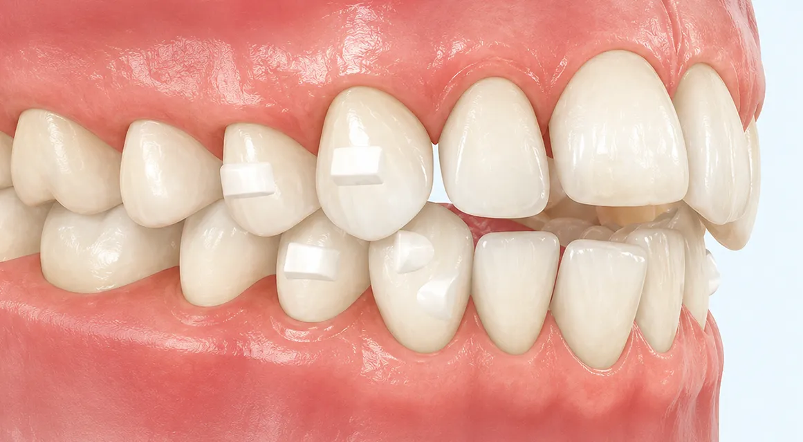 Attachments auf den Zähnen als Unterstützung einer transparenten Aligner-Therapie zur Zahnkorrektur